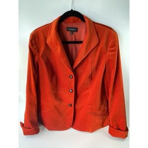 TALBOTS Women Autumn Orange Velour Office Work Dressy Suit Blazer Jacket Size 16